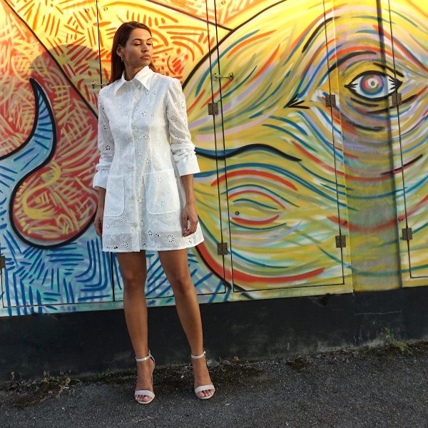 Vestito in sangallo Bianco, 100% cotone - immagine 2