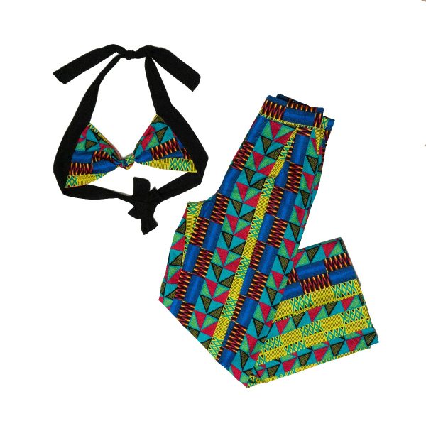 Completo di pantalone e top a fantasia geometrica. - immagine 3