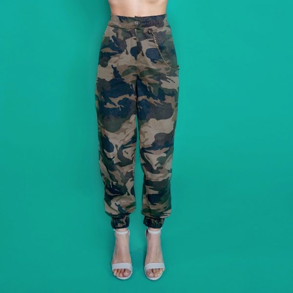 Pantalone a vita alta, militare Camouflage - immagine 2