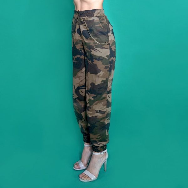 Pantalone a vita alta, militare Camouflage - immagine 3