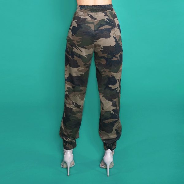 Pantalone a vita alta, militare Camouflage - immagine 4