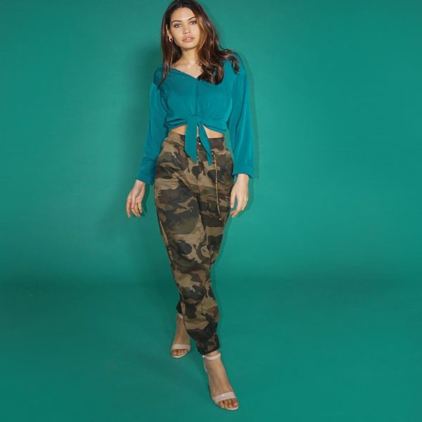 Pantalone a vita alta, militare Camouflage