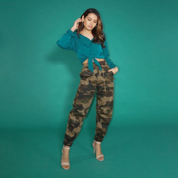 Pantalone a vita alta, militare Camouflage - immagine 5